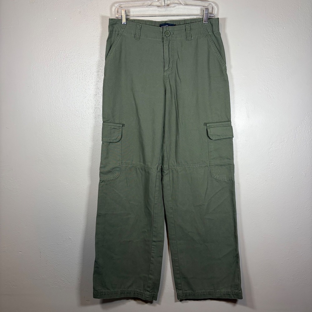 Aeropostale Womens Olive Green Cargo Pants Wide Leg Elastic Waist Utility S Y2K